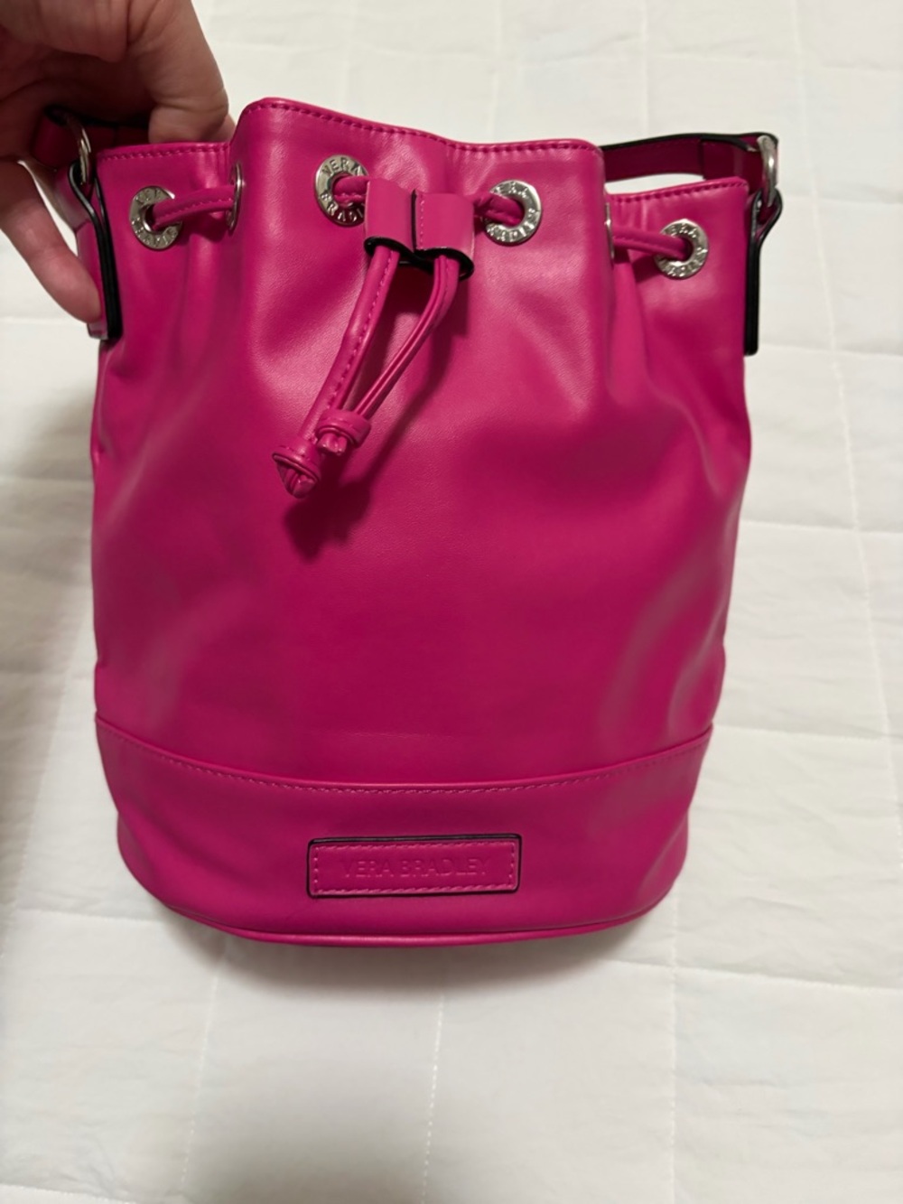 Vera Bradley Bright Pink Drawstring Bucket Crossbody